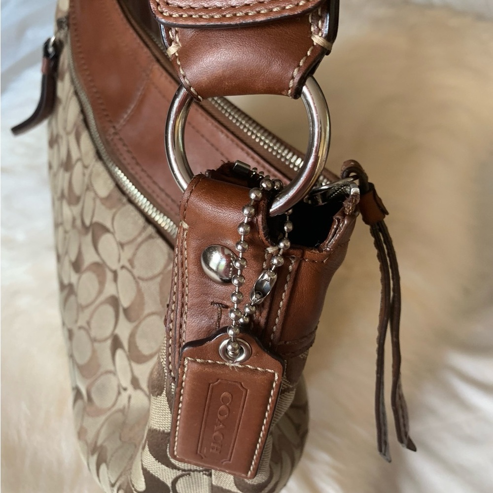 Coach Signature Hobo Bag in Brown and Cream - Picture 7 of 10